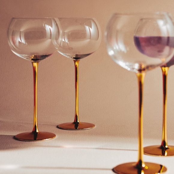 ✨ 24K Gold PINK Catherine Martin Gold Starry Night Wine Glasses - Picture 2 of 10